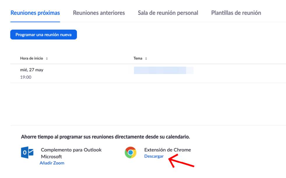Descargar la extensión de Zoom para Chrome.