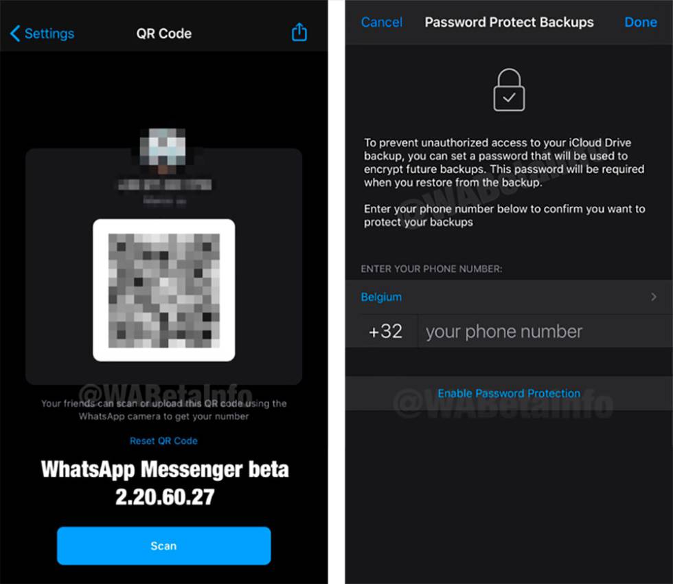 Códigos QR y backups protegidos de WhatsApp.