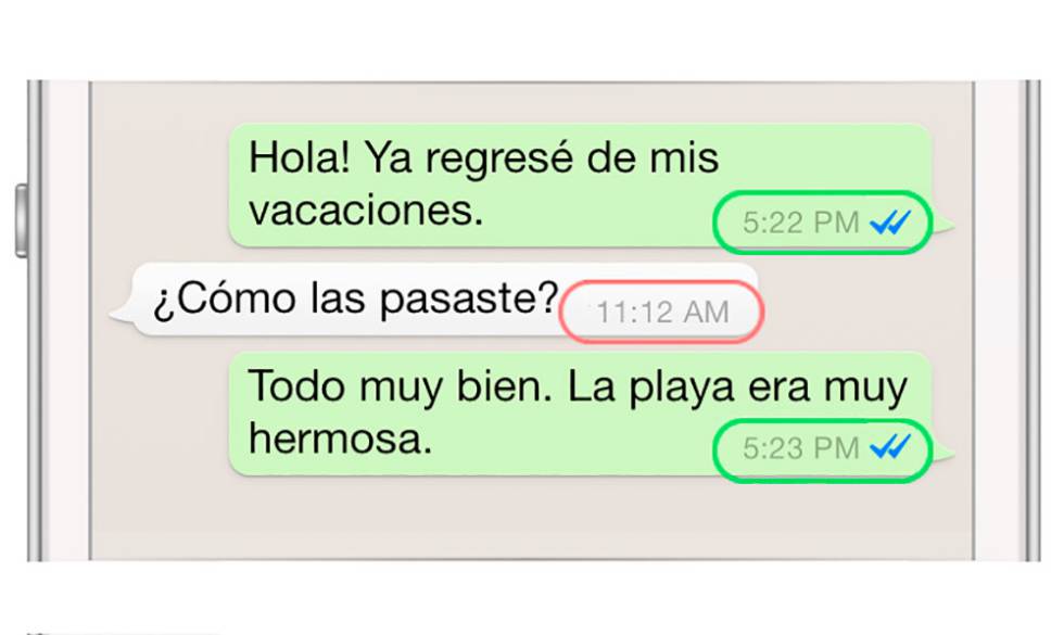 Mensajes enviados a horas distintas.