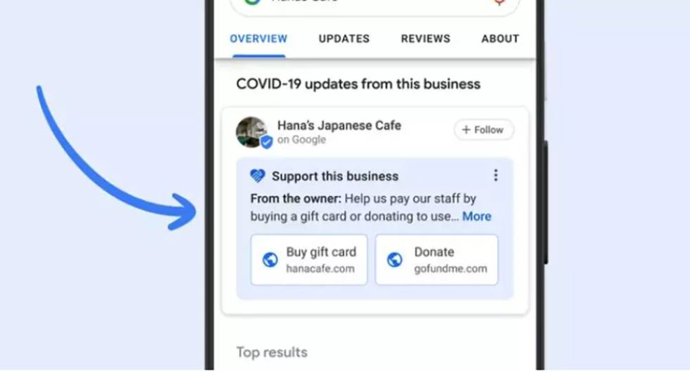 Pago a cuenta o donaciones a negocios en Google.