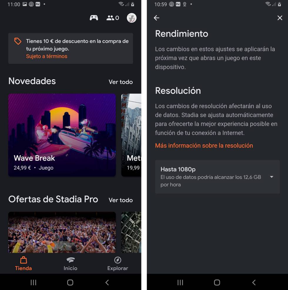 Google Stadia en Android.