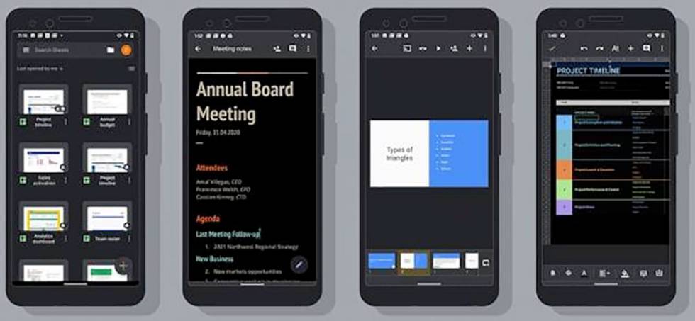 Modo oscuro de la G Suite de Google.
