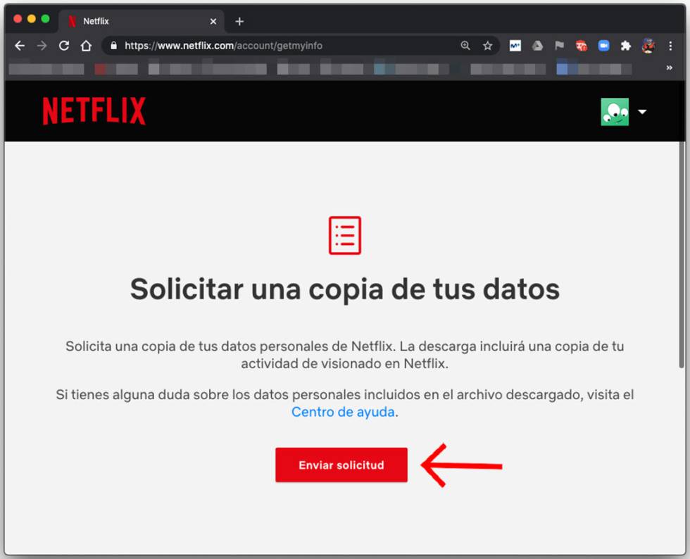 Solicitar la descarga de nuestros datos a Netflix.
