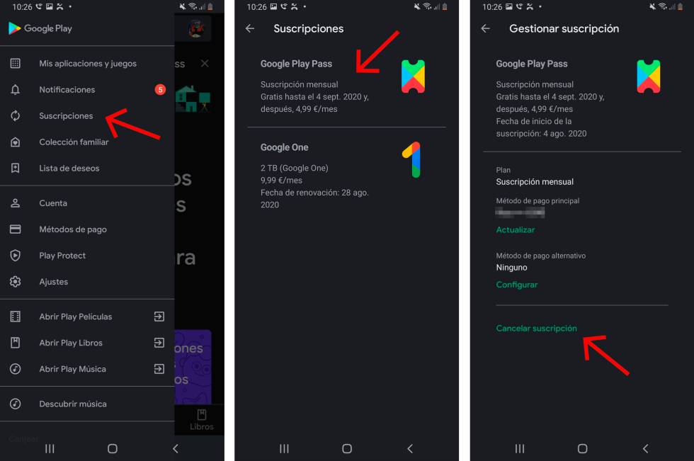 Cancelar la suscripción a Play Pass de Google.