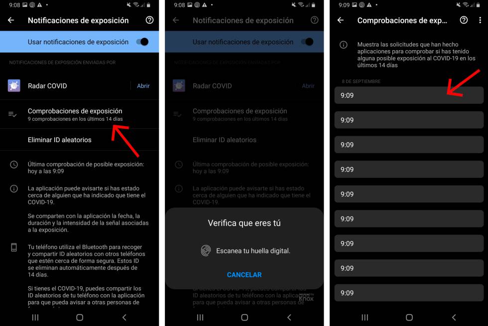 Comprobación de exposición en Android.