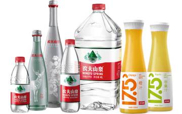 Productos de Nongfu Spring, agua y zumos