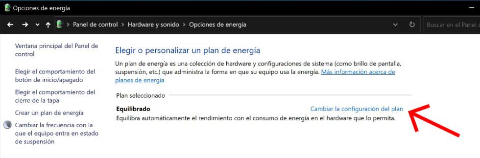 Personaliza el plan de energía.