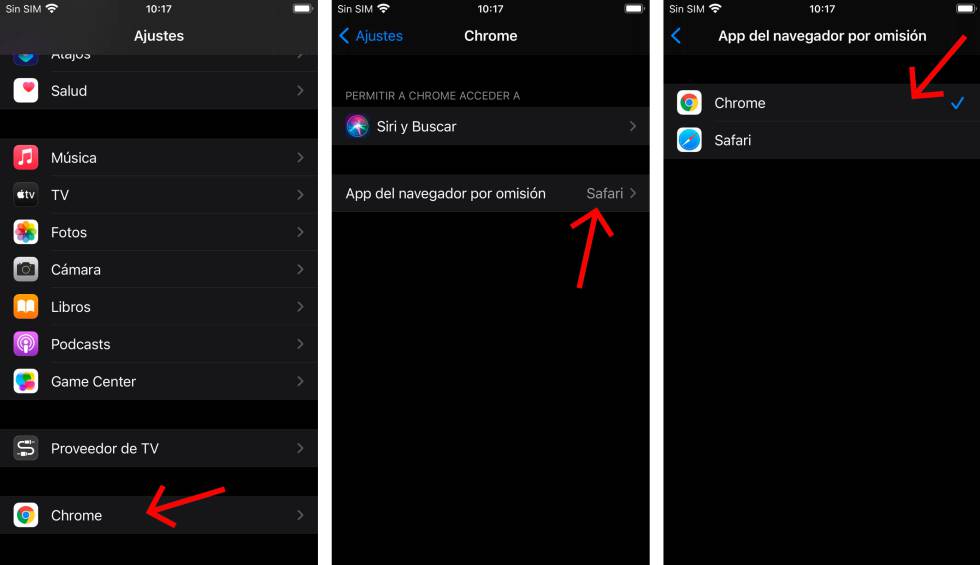 Chrome como navegador por defecto en iOS 14.
