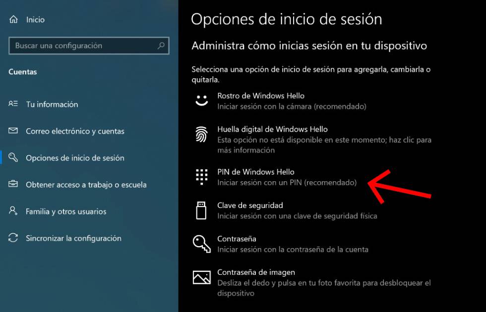 Seleccionar la opción de nuevo PIN.