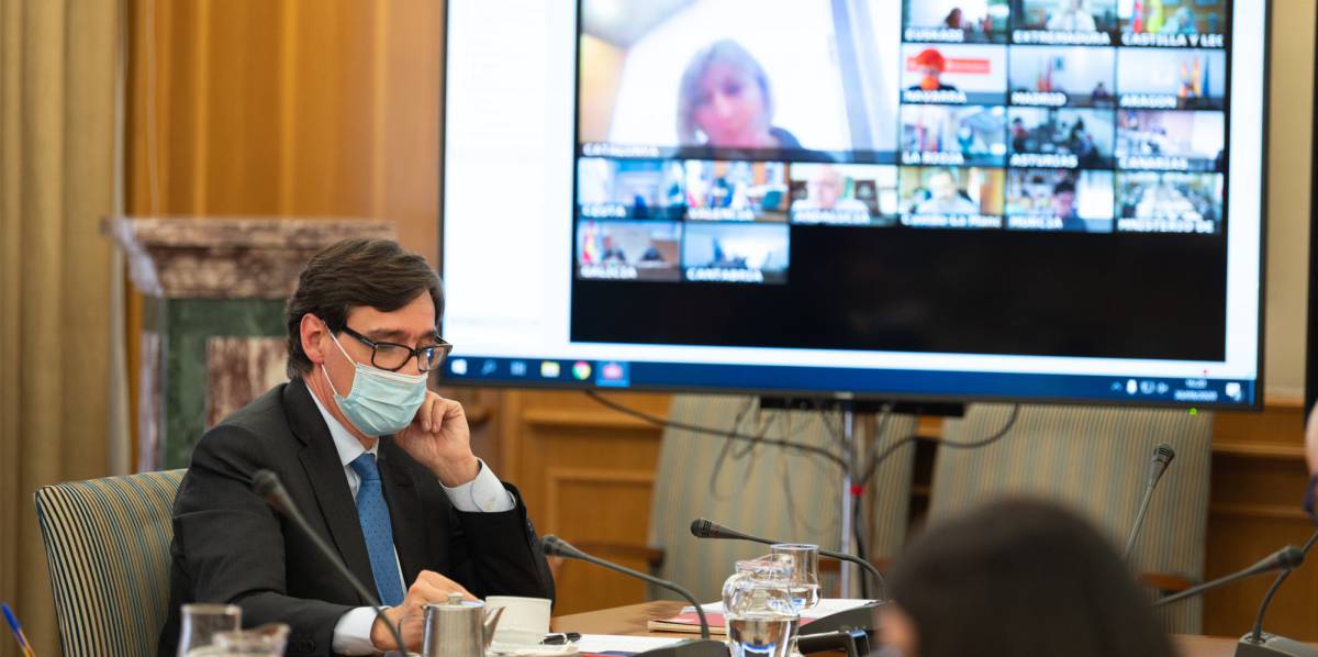 El ministro de Sanidad, Salvador Illa, preside por videoconferencia la reunión del Consejo Interterritorial del Sistema Nacional de Salud.