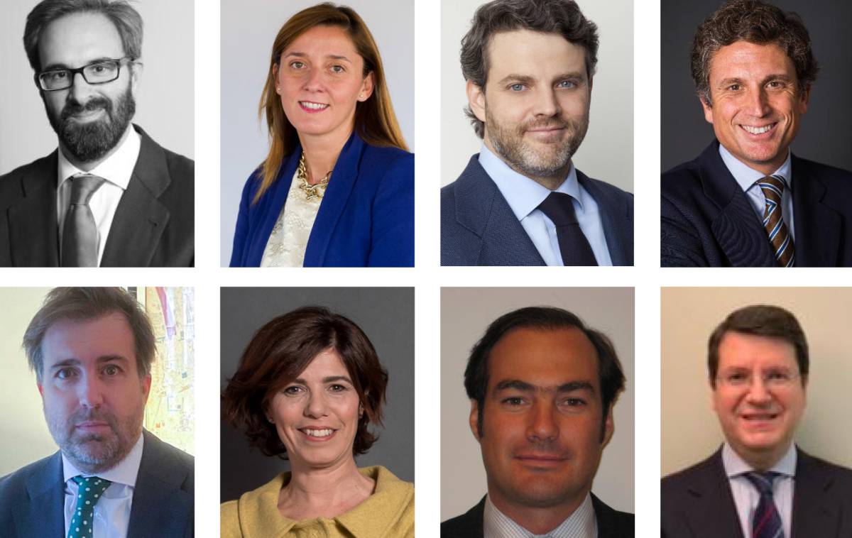 De izquierda a derecha y de arriba abajo: Fernando Sebastián, socio de AZ Capital, Lara Hemzaoui, socia de ‘CorporateM&A’ de Linklaters, Íñigo del Val, socio de M&A de Allen & Overy, Juan López del Alcázar, socio responsable de ‘Strategy and Transactions’ de EY, Arturo García-Tizón, ‘head of Advisory’ de Banca Corporativa e Institucional de BNP Paribas, Lourdes Ayala, socia de M&A de Bird & Bird en España, Gonzalo Zurita, ‘managing director’ de Nomura en España, y Santiago Rodríguez, responsable de M&A en Europa de BBVA.