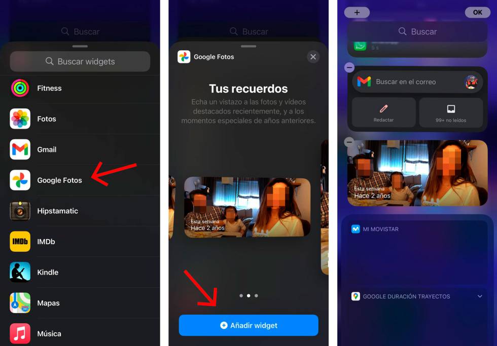 Activa el nuevo 'widget' de Google Fotos.