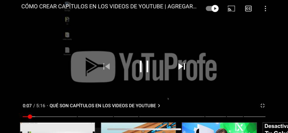 Vídeo de YouTube con capítulos.