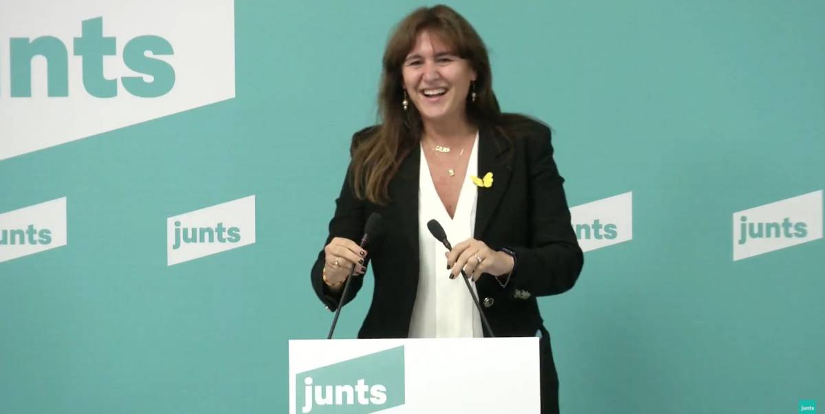 Laura Borràs en rueda de prensa telemática tras ganar las primarias de JxCat a las elecciones catalanasrn