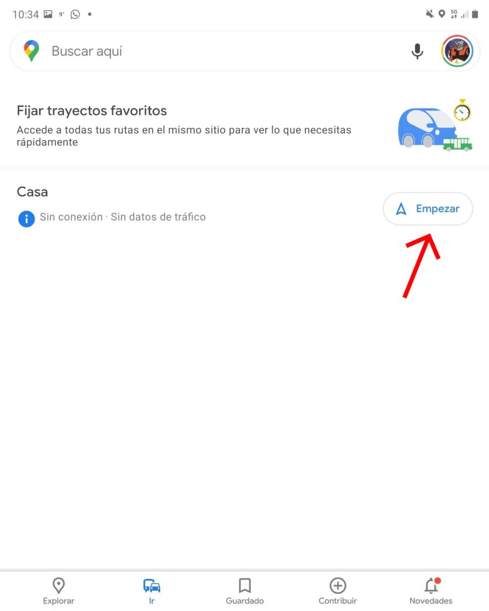 Trayectos favoritos en Google Maps.