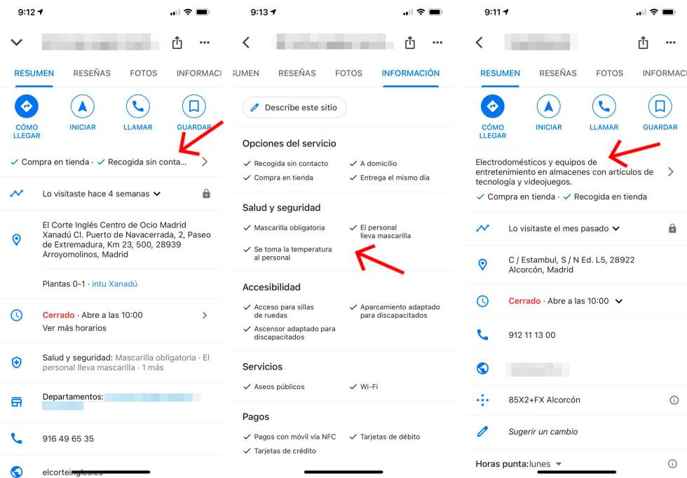 Información de centros comerciales.