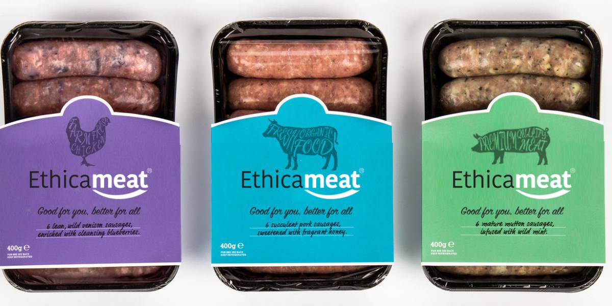 Salchicas elaboradas con carne cultivada de la empresa vasca Biotech Foods.
