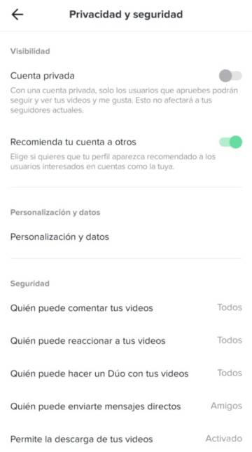 Protección privacidad Tik Tok