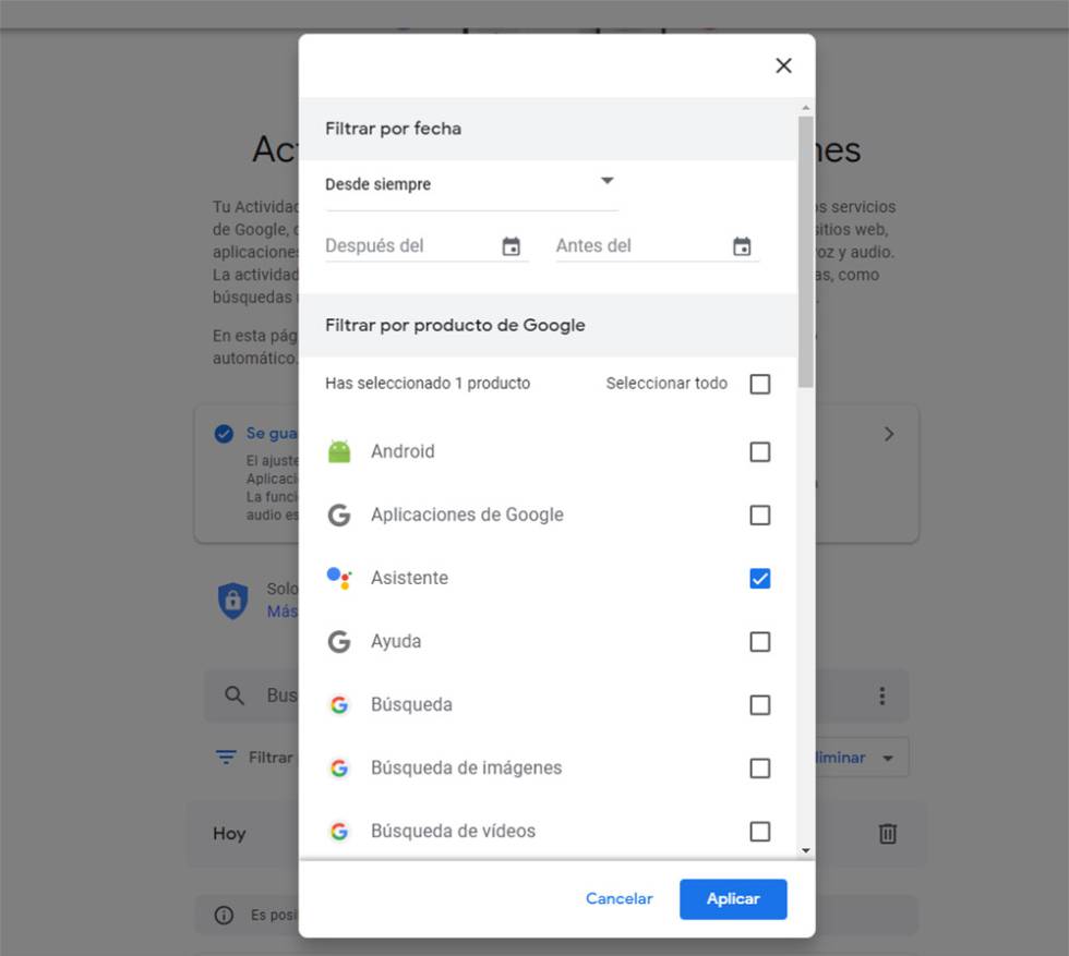 Cómo eliminar las conversaciones con el asistente de Google