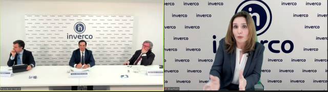 Una conferencia de prensa de la directiva de Inverco, la asociación de las gestoras de fondos de pensiones.