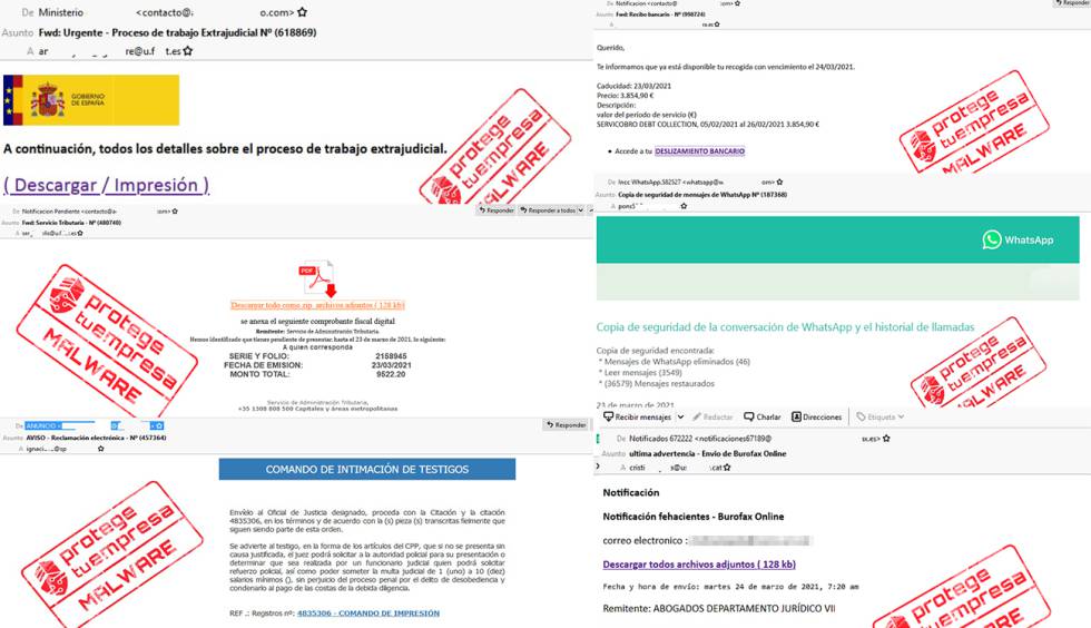 Ejemplos de correos fraudulentos
