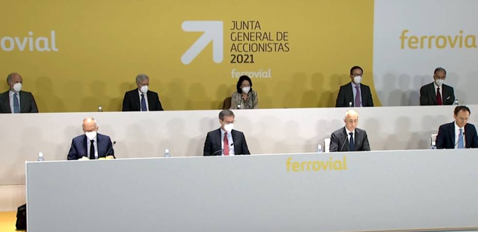 Parte del consejo de Ferrovial durante la junta de accionistas.