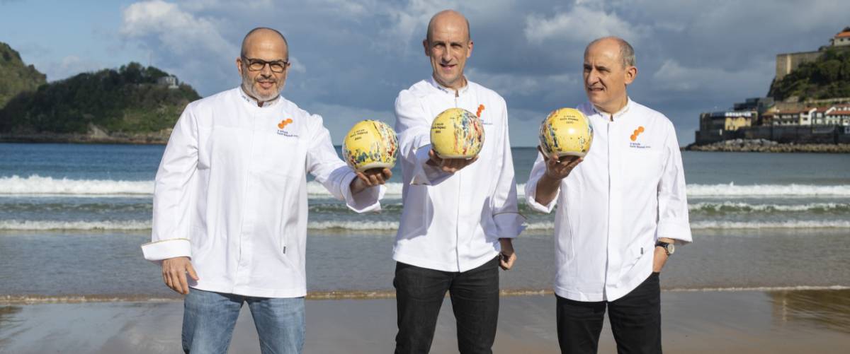 Jordi Vila (Alkimia), Aitor Arregi (Elkano) y Paco Pérez (Miramar), este lunes en San Sebastián.