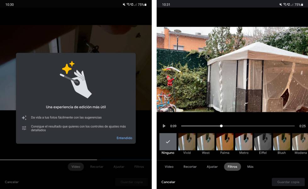 Nuevo editor de vídeos de Google Fotos.