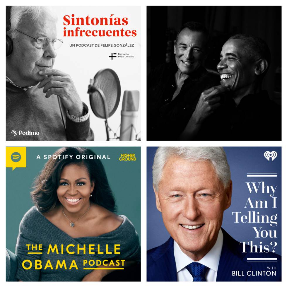 Promociones de los pódcast de Michelle Obama y de Bill Clinton