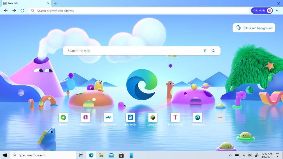 Nuevo modo niños de Microsoft Edge.