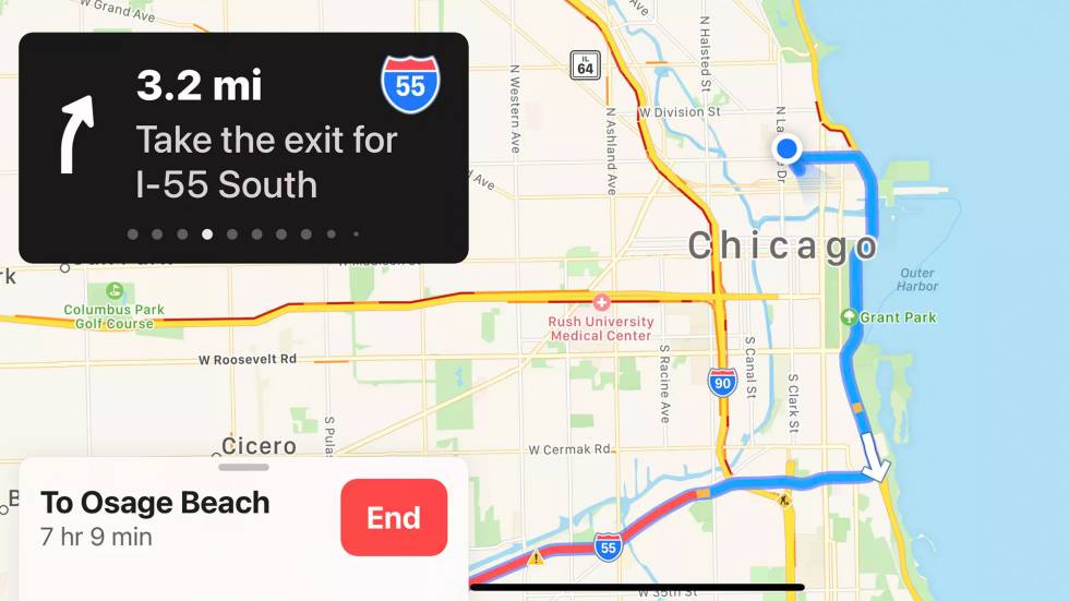 Alertas e incidentes en Apple Maps.