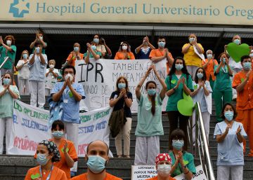 Protesta de los trabajadores sanitarios del Hospital Gregorio Marañón, en junio de 2020.