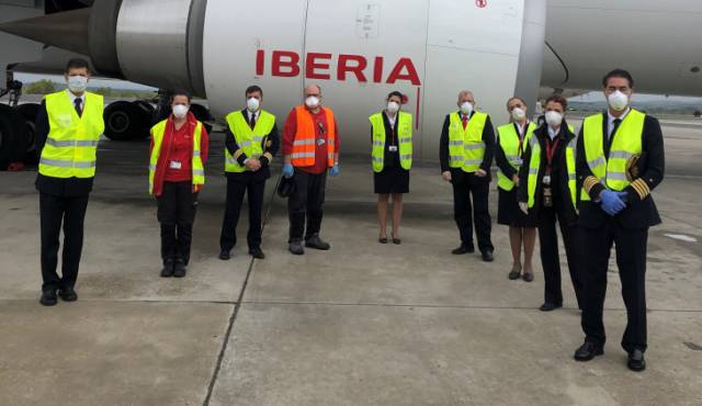 Una de las tripulaciones de Iberia durante esta crisis sanitaria.