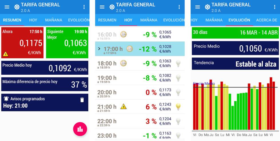 App 'Ahorra en luz' para Android.