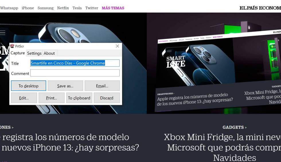 Interfaz de PrtScr
