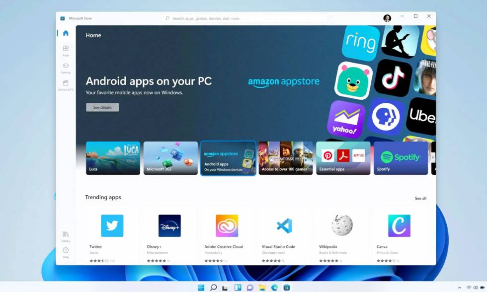 Tienda de aplicaciones Android en Windows 11.