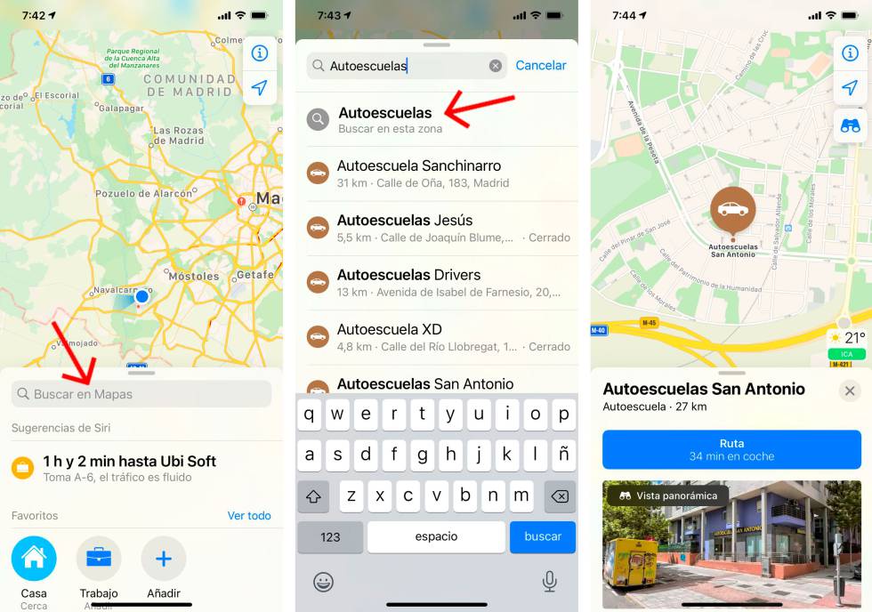 Busca puntos cercanos con Apple Maps.