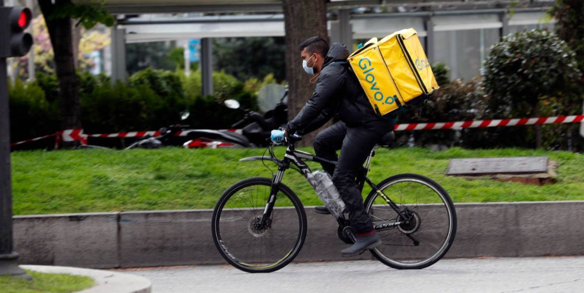 Un repartidor de Glovo en Madrid.