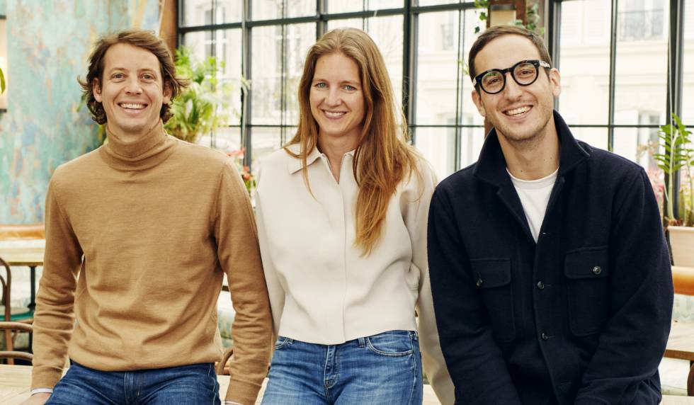 Tigrane Seydoux, Christine de Wendel y Victor Lugger , creadores de la app Sunday