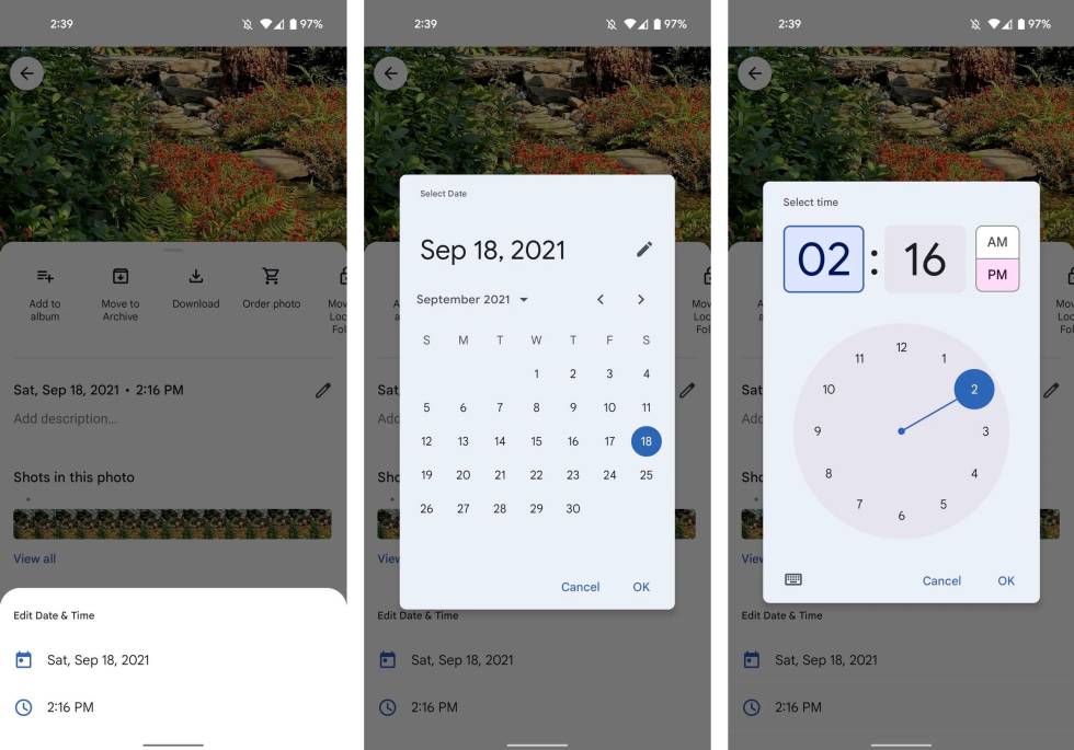 Cambia fecha y hora de las imágenes en Google Fotos.