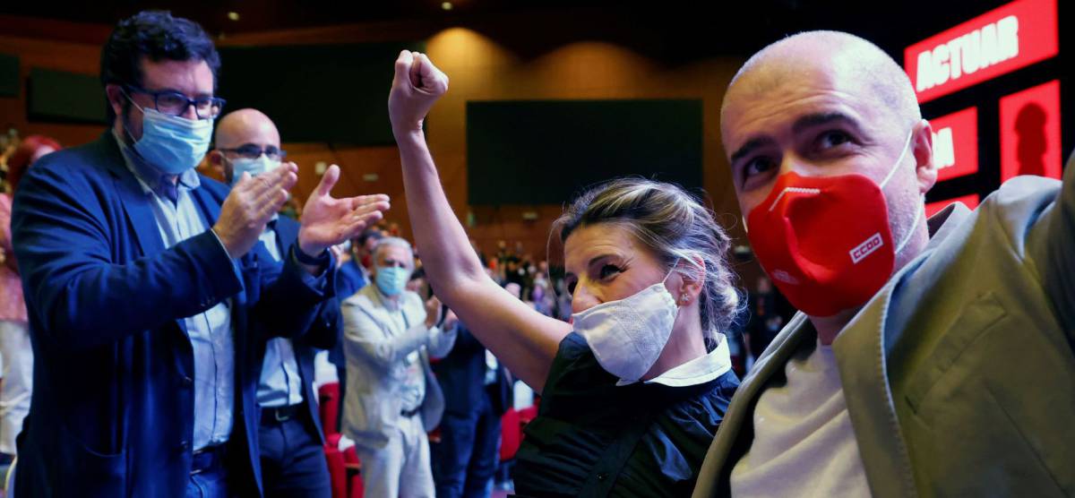 La vicepresidenta segunda y ministra de Trabajo y Economía Social, Yolanda Díaz, y el secretario general de Comisiones Obreras (CCOO), Unai Sordo.