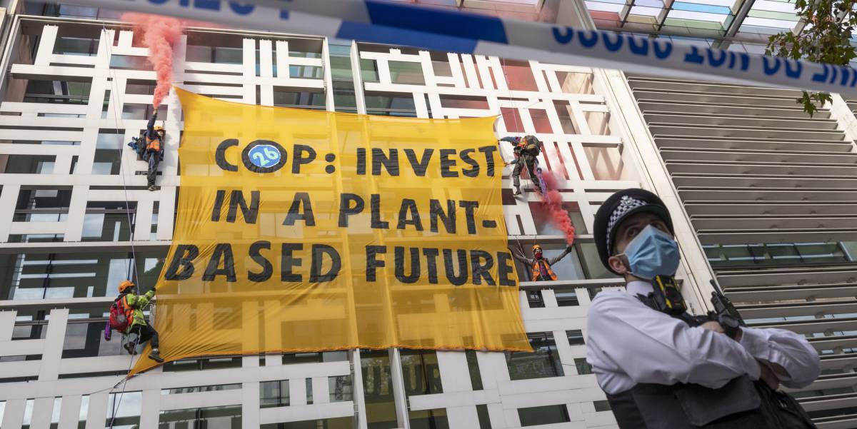 Activistas medioambientales en Londres con motivo de los preparativos de la COP26 de Glasgow.