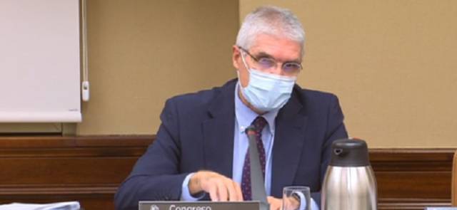 El presidente de Renfe, Isaías Táboas, esta tarde en el Congreso de los Diputados.