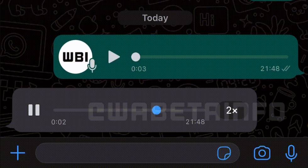 Control de velocidad en mensajes de audio.