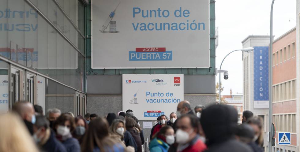 Punto de vacunación en Madrid, este martes.