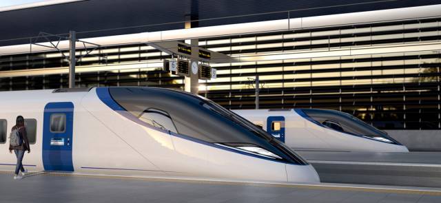 Recreación de los futuros trenes de la línea británica HS2.