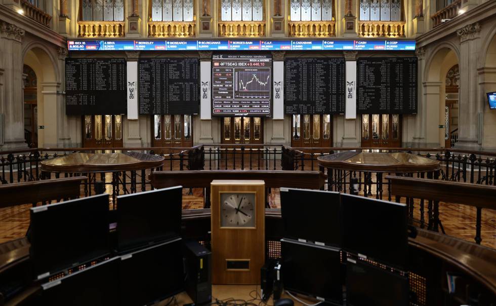 Valores del Ibex 35 en el Palacio de la Bolsa
