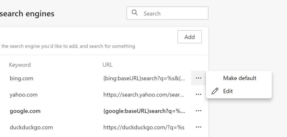 Gestor de motores de búsqueda en Chromium.