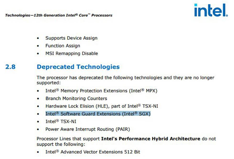 Documento de Intel con información de sus procesadores.