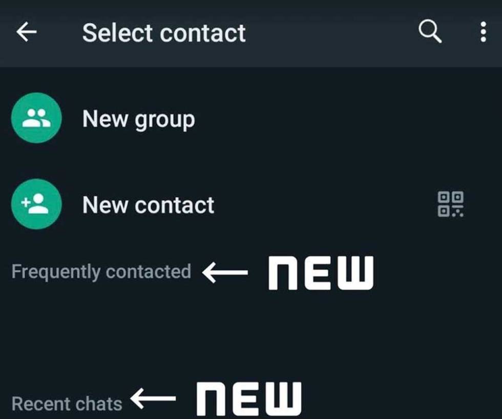 Nueva lista contactos chats en WhatsApp